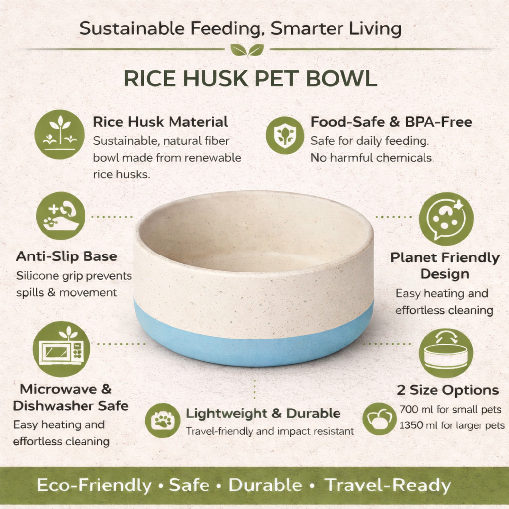 ZL Rice Husk Dog Bowl – Blue