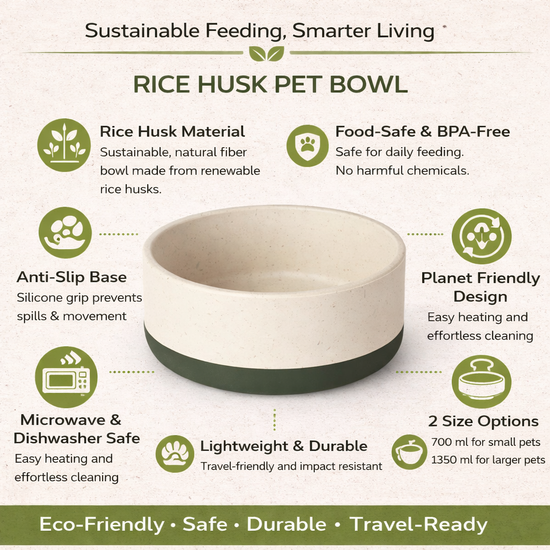 ZL Rice Husk Dog Bowl – Green