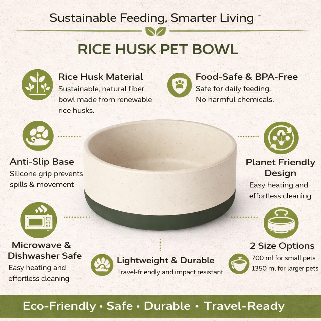 ZL Rice Husk Dog Bowl – Green