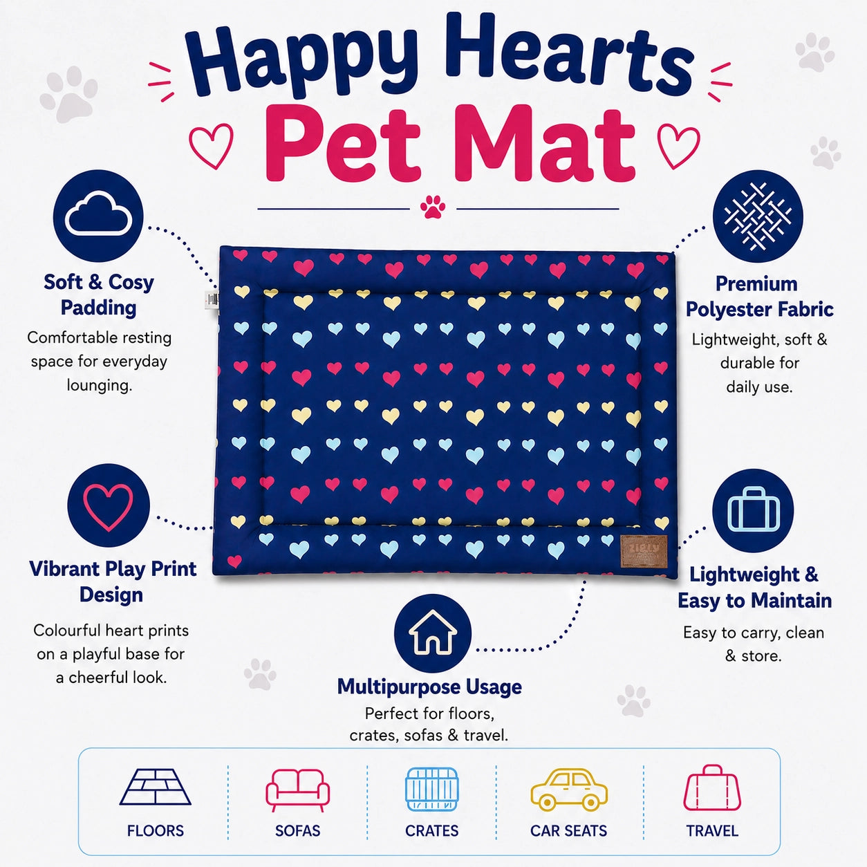 ZL Happy Hearts Pet Mat