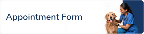 Woman with a dog on a white background with 'Appointment Form' text
