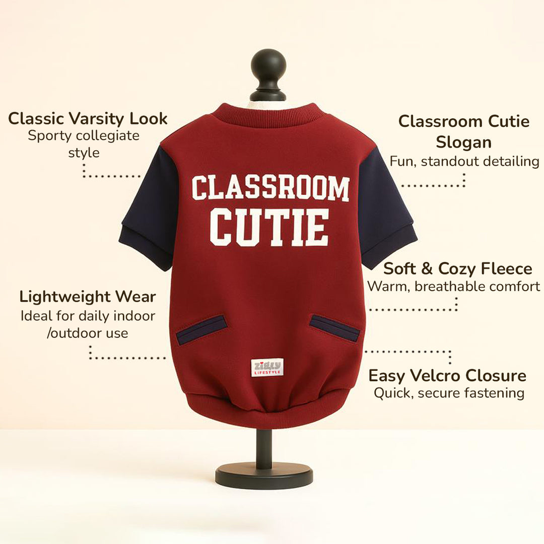 ZL Varsity Campus Cutie Jacket For Dogs - Red