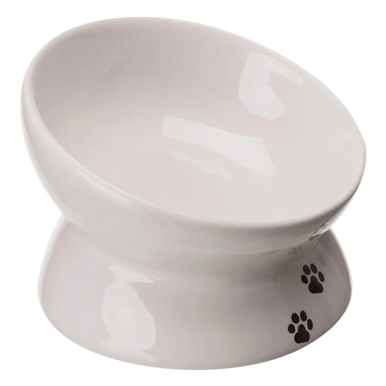 Trixie Elevated Ceramic Cat Bowl 370ml - Dia 14cm - White