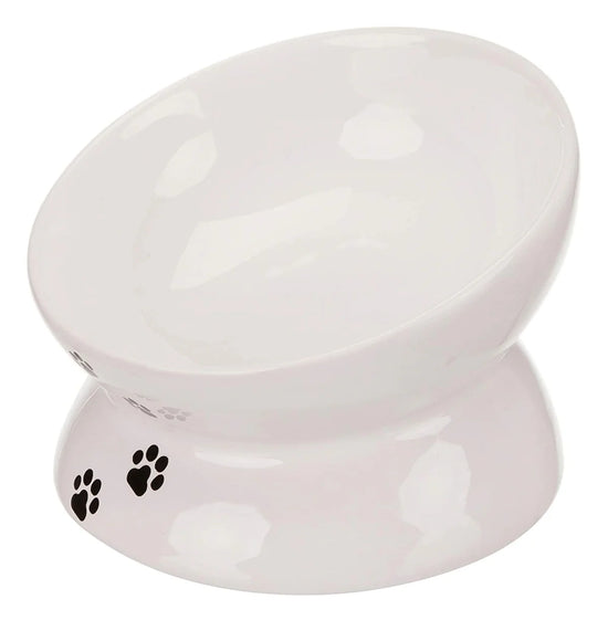 Trixie Elevated Ceramic Cat Bowl 370ml - Dia 14cm - White