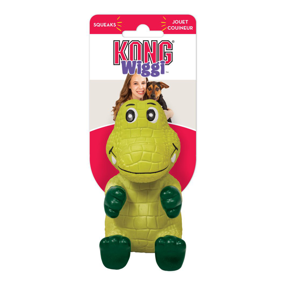 Kong Wiggi Alligator Squeaky Dog Toy Green - Small