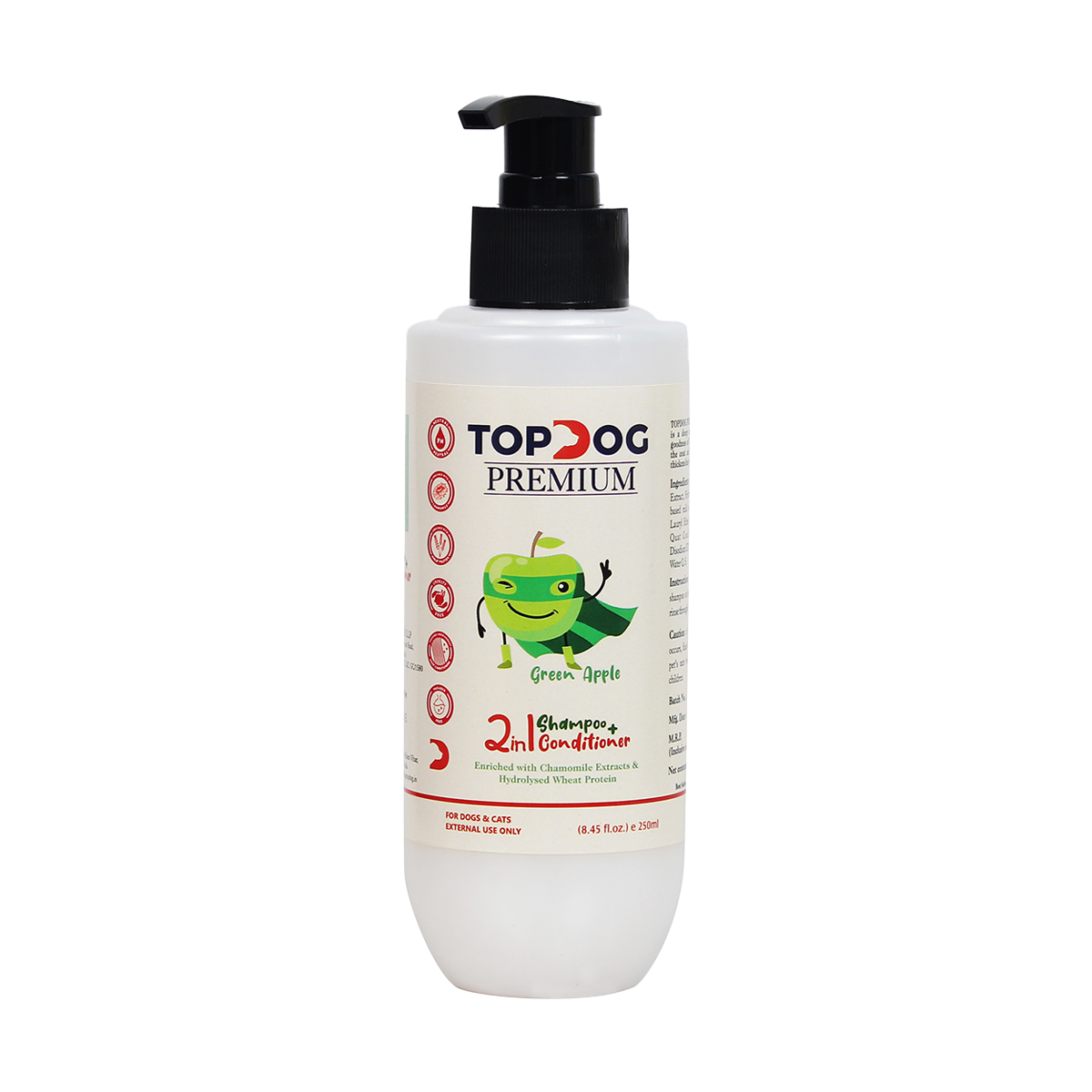 TopDog Premium 2 in 1 Dog Shampoo & Conditioner - Green Apple - 500 ml - not to be enabled