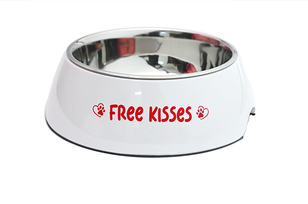 beboji Free Kises Malamine Dog Bowl - White