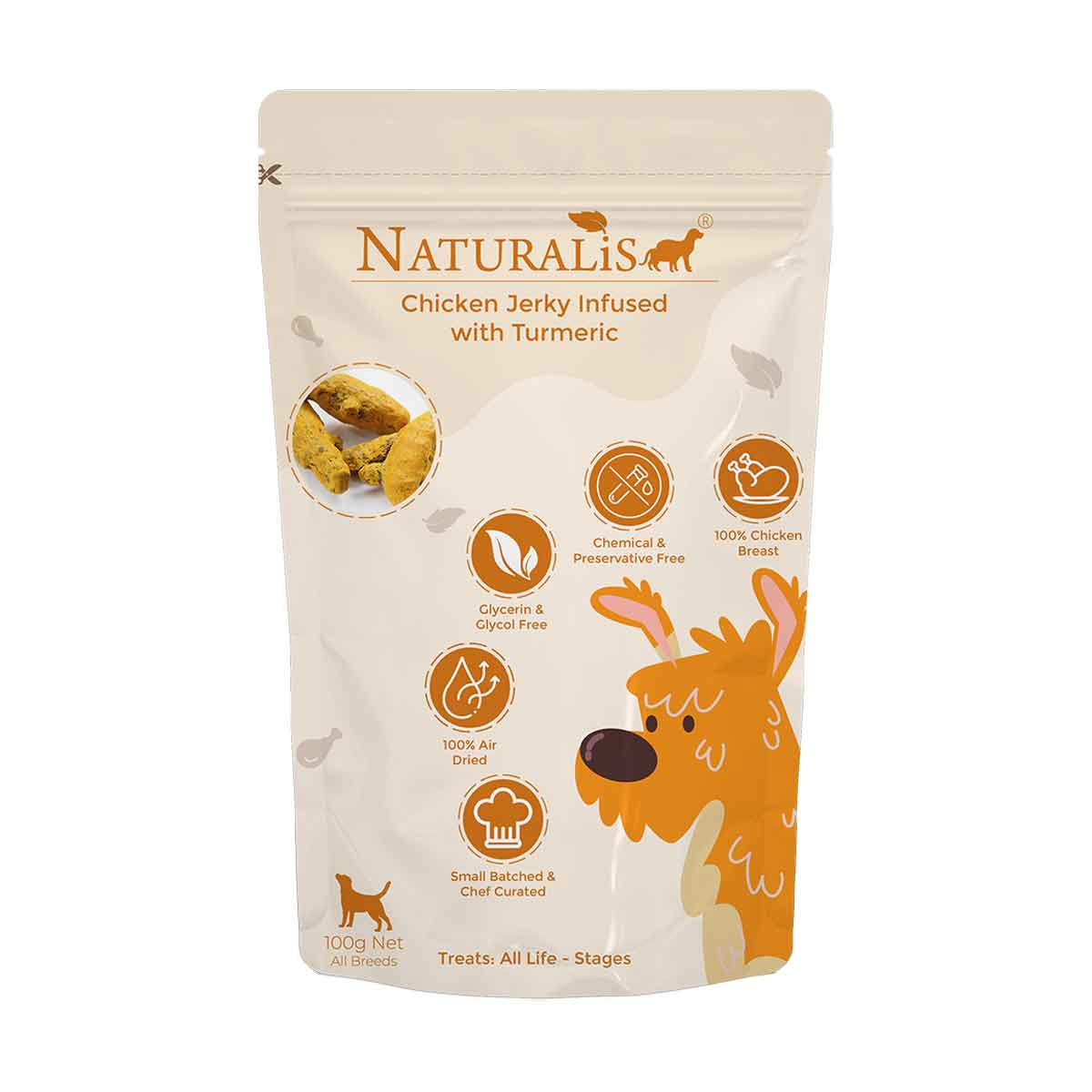 NATURALiS Chicken Jerky Dog Treats Infused with Turmeric