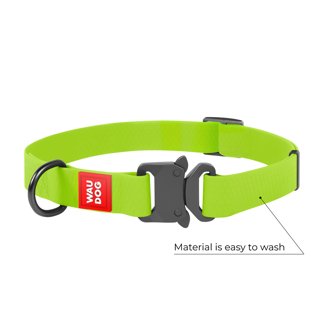 Waudog Waterproof Metal Fastex Dog Collar (25 mm) Large (31-49 cm) - Green