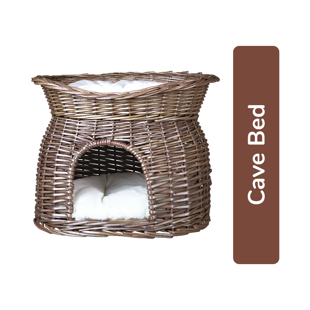 Trixie Wicker Cave with Bed on Top - Grey (54 Ã— 43 Ã— 37 cm)