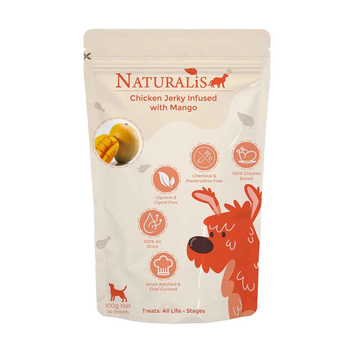 NATURALiS Chicken Jerky Dog Treats Infused with Mango