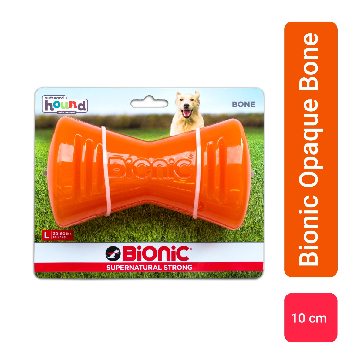 Outward Hound Bionic Opaque Bone Dog Toy Orange - Small