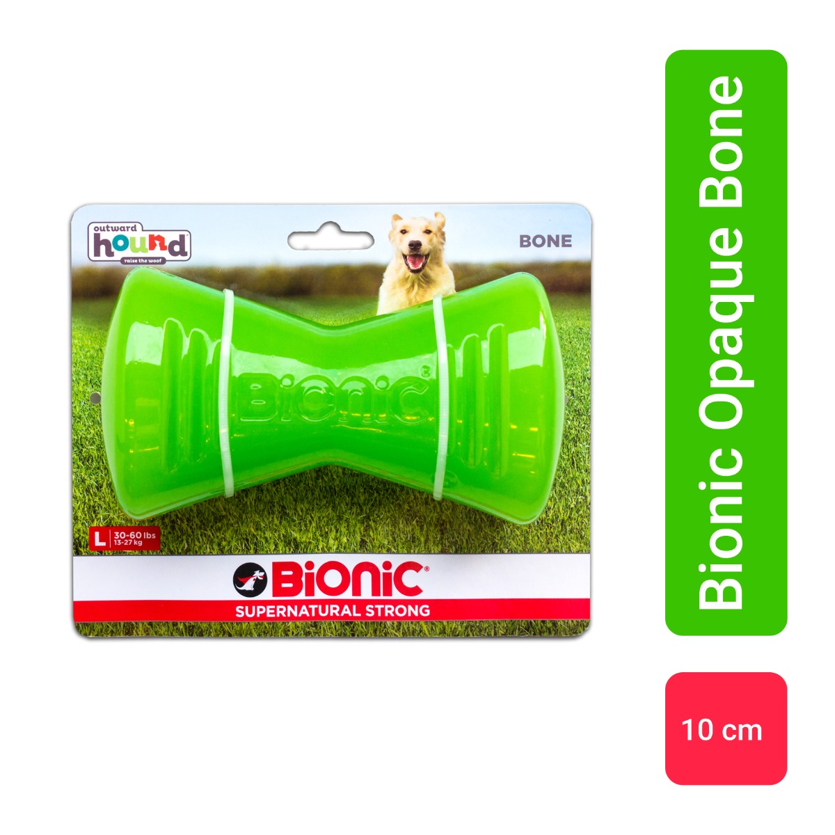 Outward Hound Bionic Opaque Bone Dog Toy Green - Small