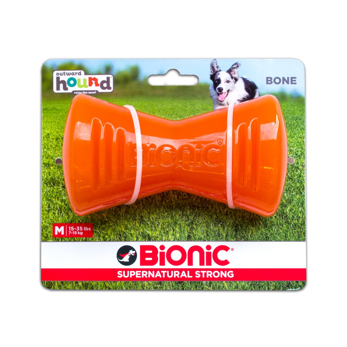 Outward Hound Bionic Opaque Bone Dog Toy Orange - Medium