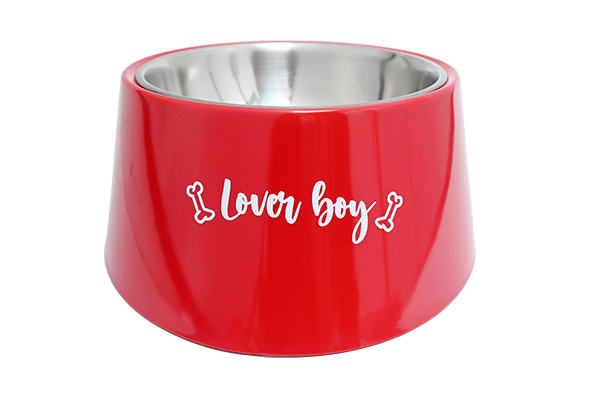 beboji Lover Boy Slant Malamine/Steel Dog Bowl - Red-1160 ml