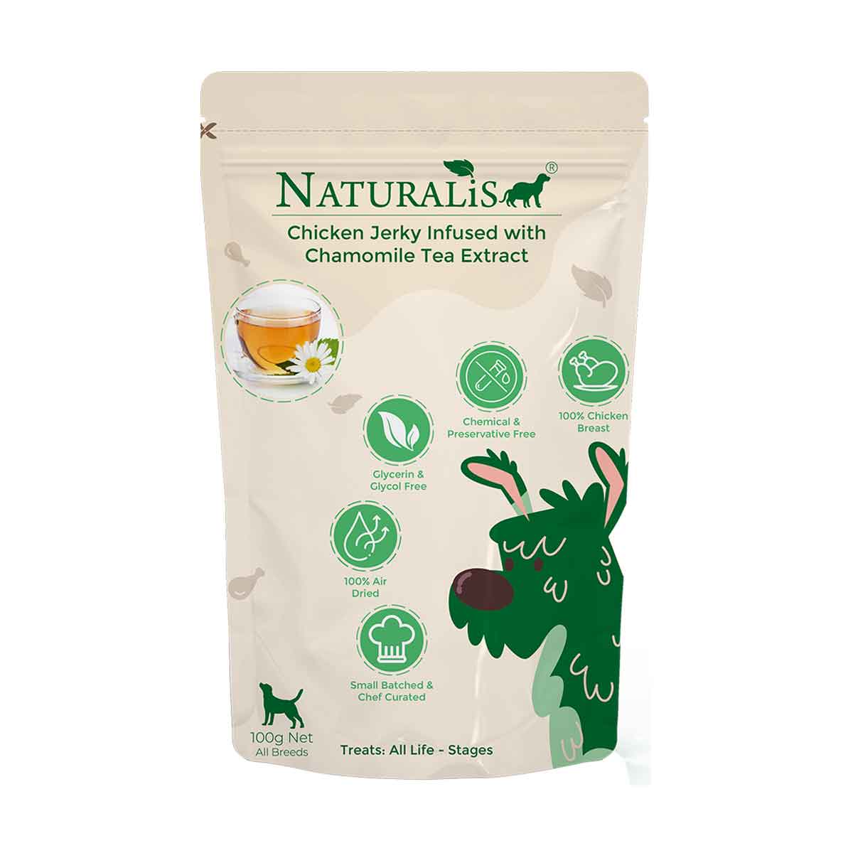 NATURALiS Chicken Jerky Dog Treats Infused with Chamomile Tea Extract