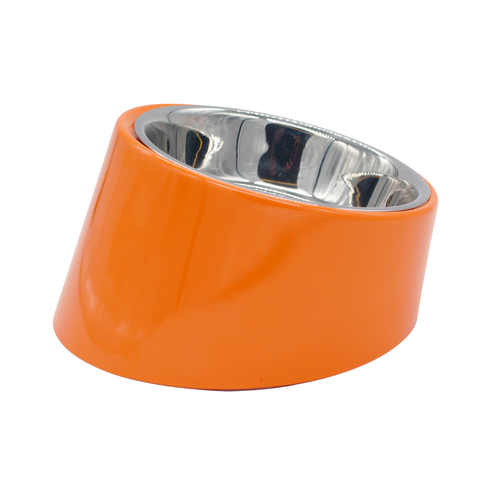 beboji Classic Slant Melamine/Steel Dog Bowl - Orange