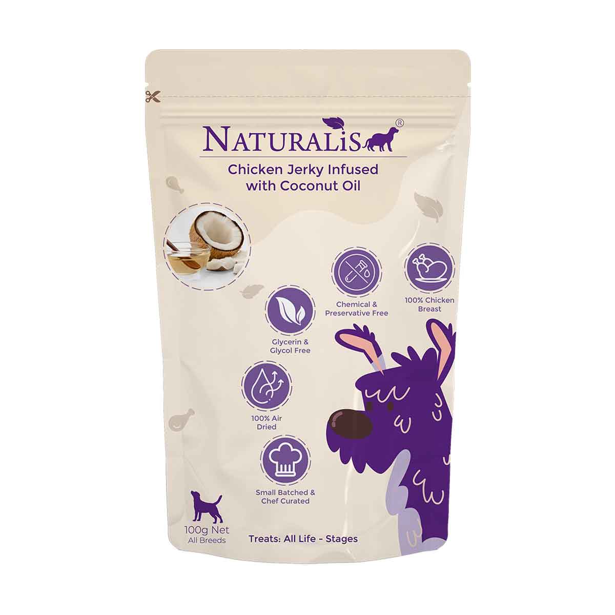 NATURALiS Chicken Jerky Dog Treats Infused with Coconut Oil