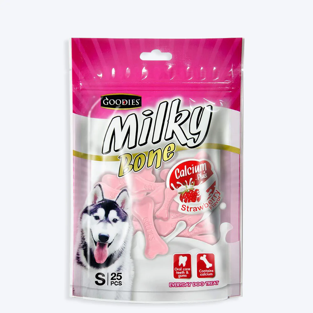 Goodies  Calcium Milk Bone Strawberry Flavor Dog Treat - 220 gm