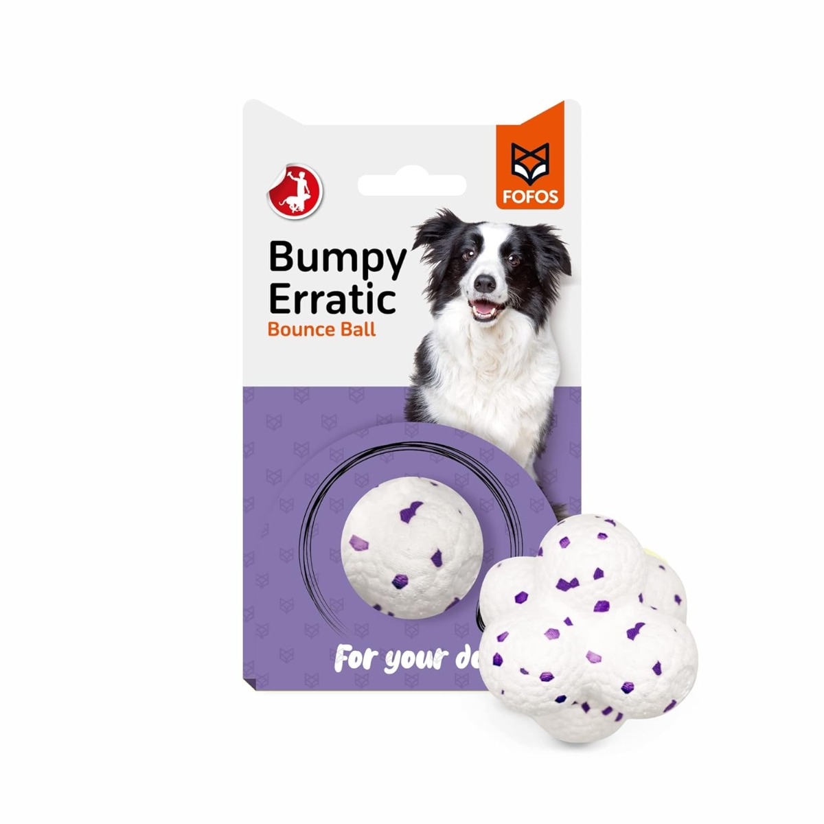 FOFOS Ultra-Durable Dog Ball-White/Purple