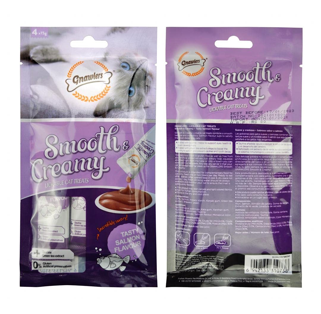 Gnawlers Smooth Creamy Treat Salmon Flavour - 4x15 g