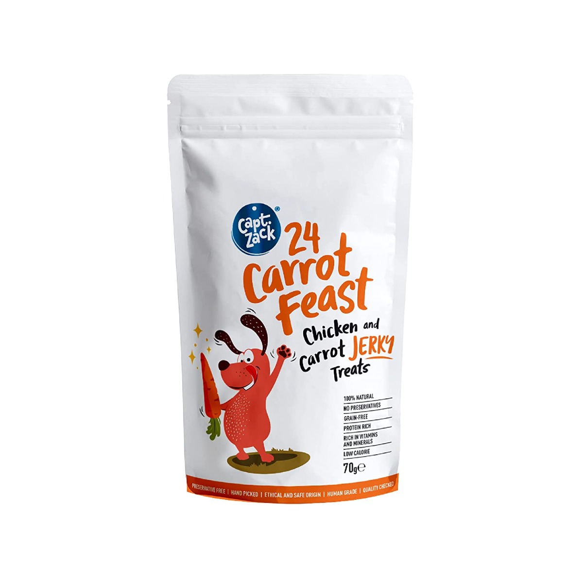 Captain Zack 24 Carrots Feast Chicken And Carrot Jerky Dog Meaty Treat- 70 gm