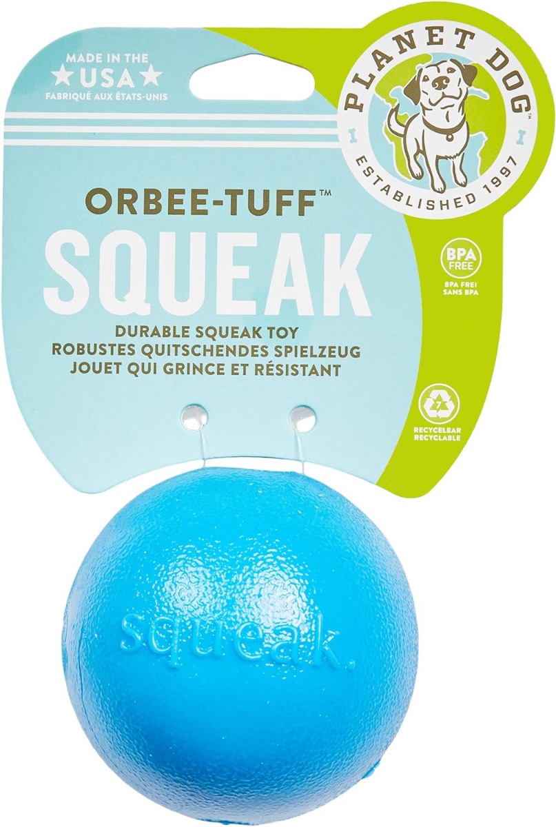 Outward Hound Orbee-Tuff Squeak Ball, Blue - 3 Inch Diameter