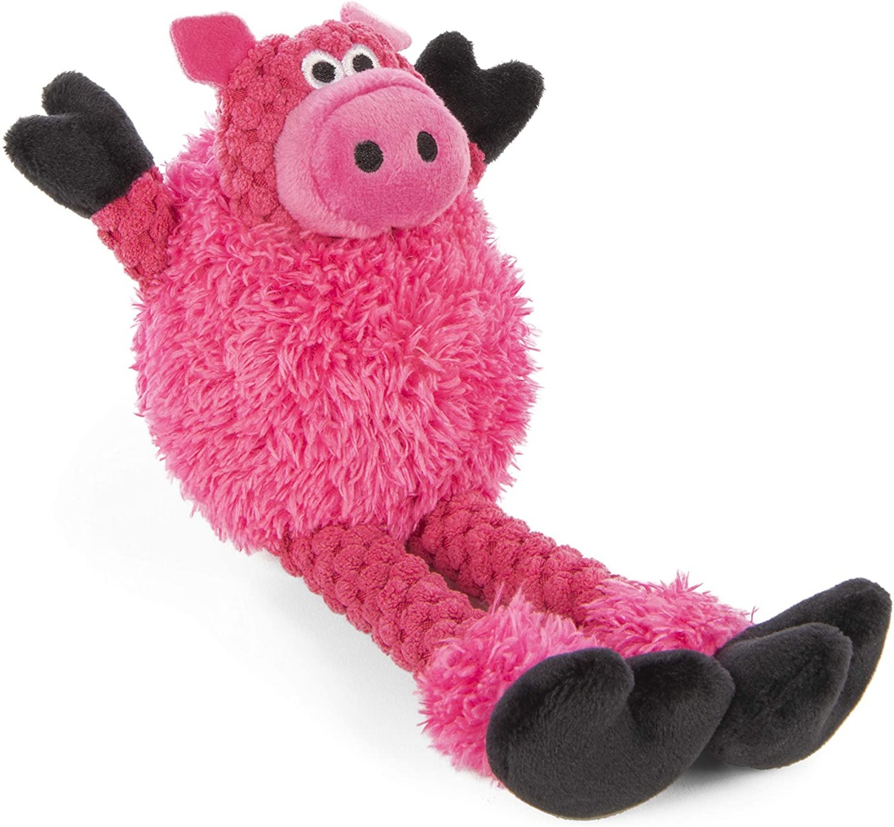 Godog Checkers Skinny Pig Durable Plush Dog Toy - Mini