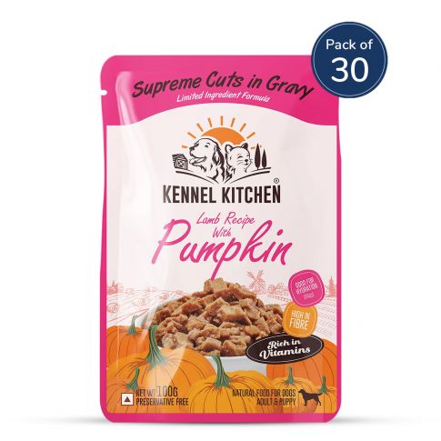 Kennel Kitchen Supreme Cuts In Gravy Lamb With Pumpkin  Puppy/Adult Wet Dog Food (Pack Of 30)