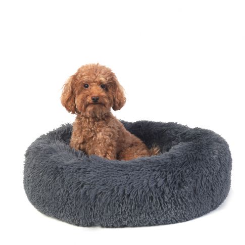 ZL Furry Peach Circular Dog Bed