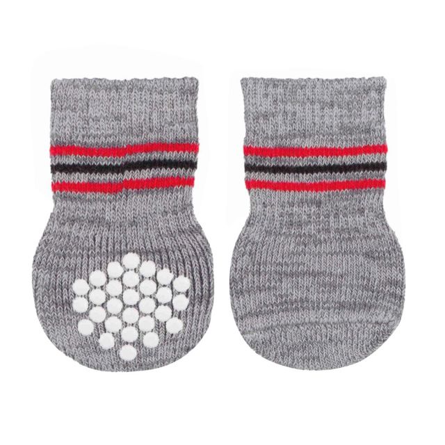 Trixie Non-Slip Socks for Dogs - Grey - 1 Pair ( 2 socks Only) M-L
