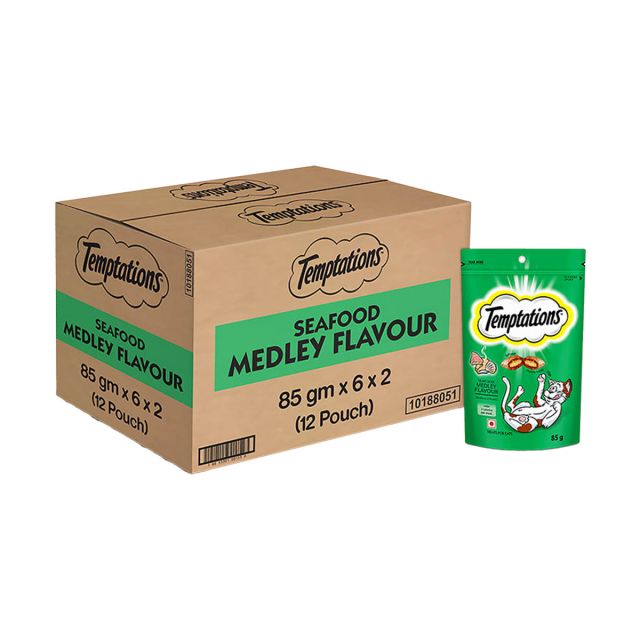 Temptations Seafood Medley Flavour Cat Treat 85 gm (Pack Of 12)