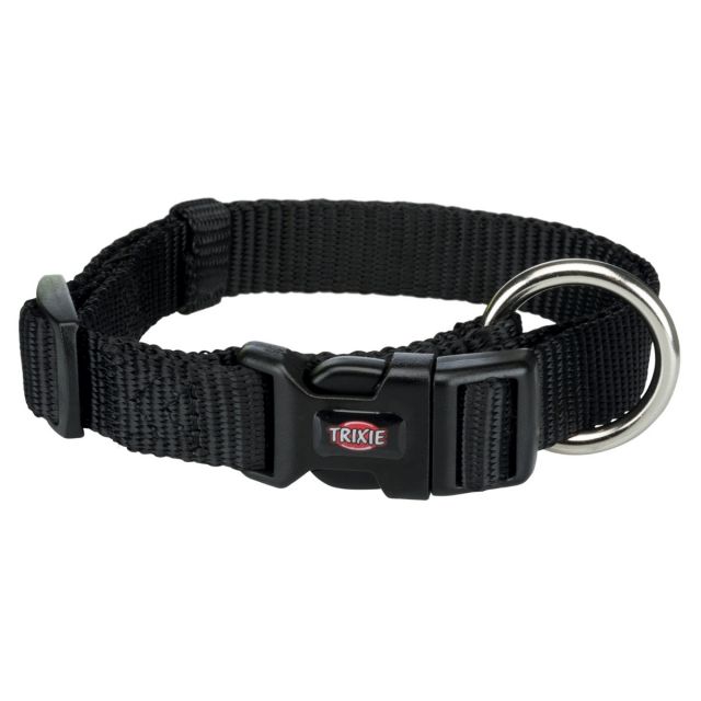 Trixie Premium Nylon Dog Collar Jet Black S-M (30-45cm/15mm)