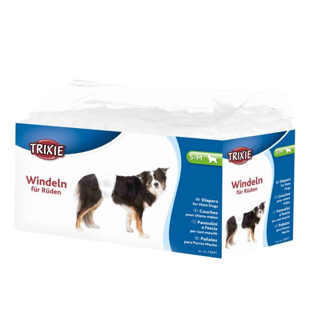 Trixie Disposable Diapers for Male Dog S-M (30-46cm) - 12 Diapers