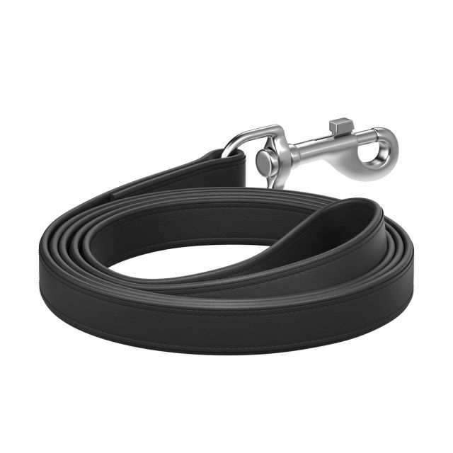 Waudog Genuine Leather Dog Leash (18 mm) Medium - 122 cm black
