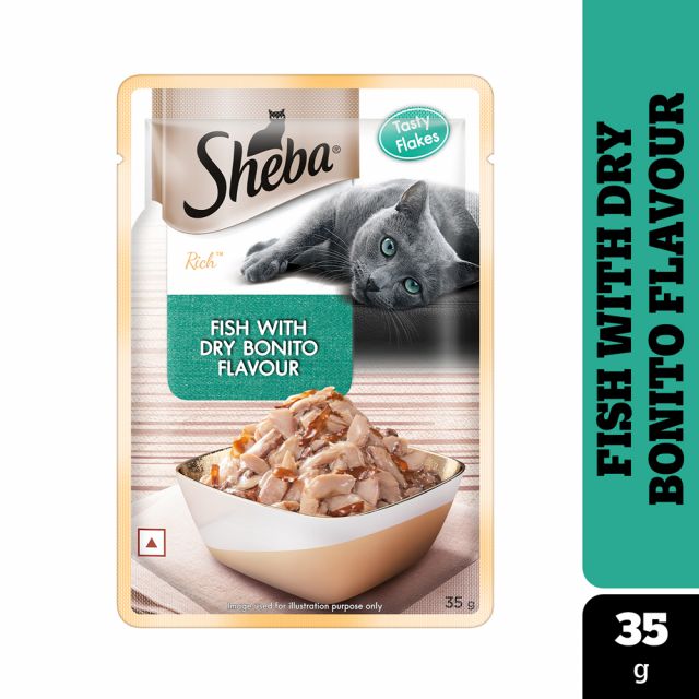 Sheba Rich Fish with Dry Bonito Flake Premium Wet Cat Food - 35 gm