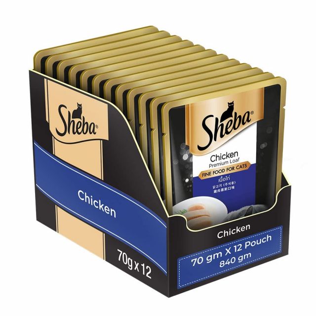 Sheba Premium Wet Cat Food - Chicken Loaf  (70g x 12 Pouches)