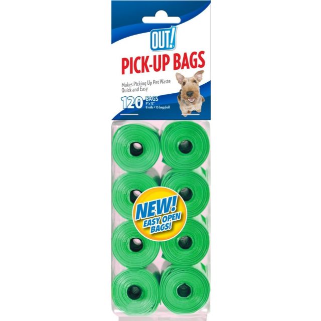 Out Pet Care Green Colored Waste Pick-Up Bags - 120 Bags