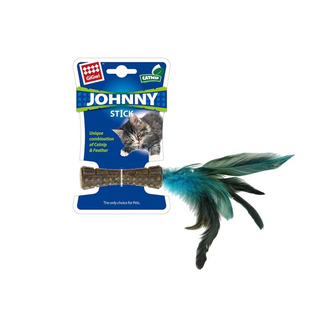 Catnip Johnny Stick W/Natural Feather Green/Natural (Green)