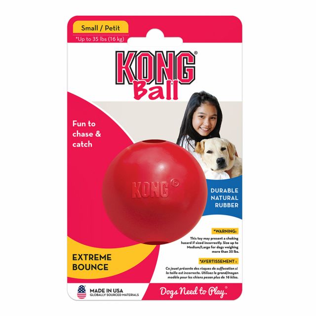 Kong Ball with hole Red Fetch Dog Toy Red - Small