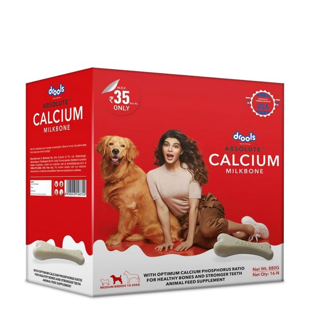 Drools Absolute Calcium Milk Bone Medium Breed Dog Treat Carton - 16 Bones