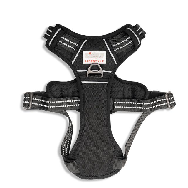 ZL Shadow Guard Adjustable Padded Dog Harness Black-S