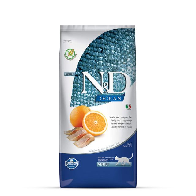Farmina N&D Grain Free Ocean Herring & Orange Adult Dry Cat Food - 5 kg