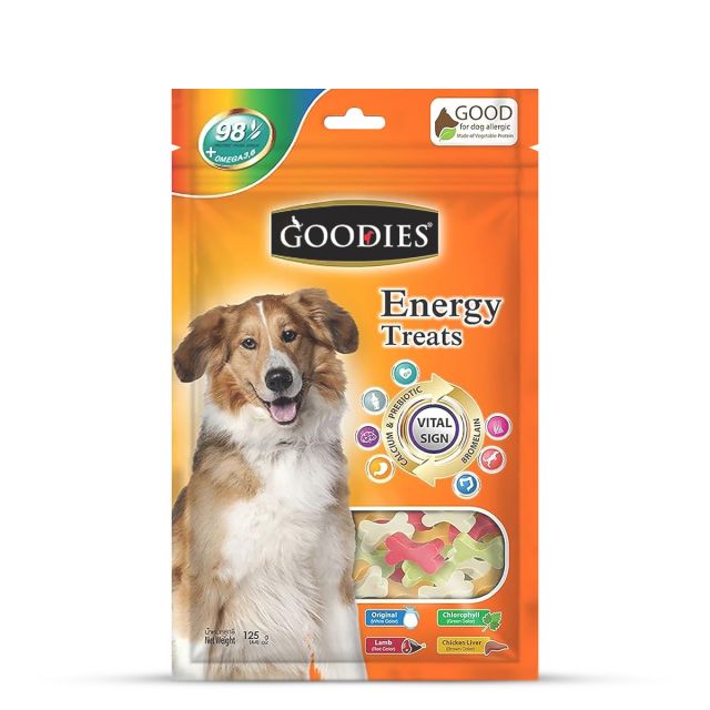 Goodies Energy Treats Cut Bone Orignal, Lamb, Chlophyll & Chicken Liver Flavour Dog Dental Treat - 125 gm