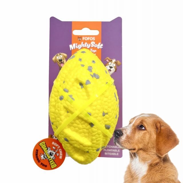 Fofos Rugby Ball Fetch Dog Toy Yellow