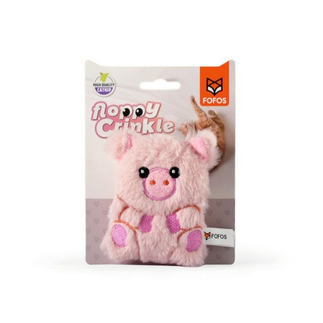 Fofos Floppy Crinkle Cat Toy Pig