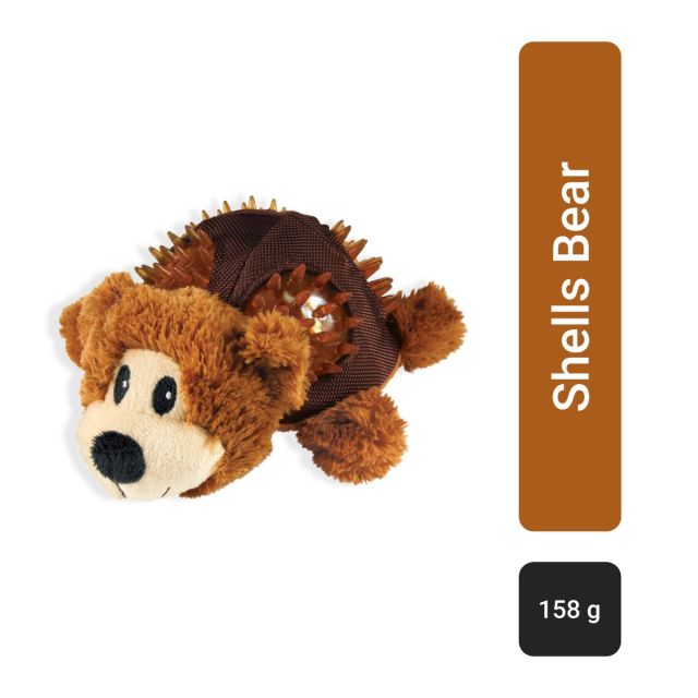 Kong Shells Bear Squeaky Plush Dog Toy Brown - Medium