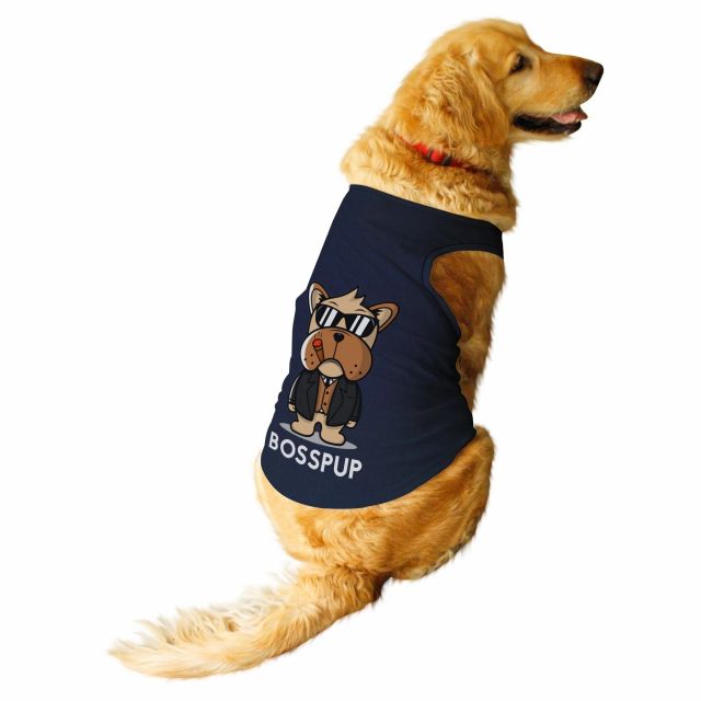 Ruse Bosspup Dog T-Shirt - Navy-XS
