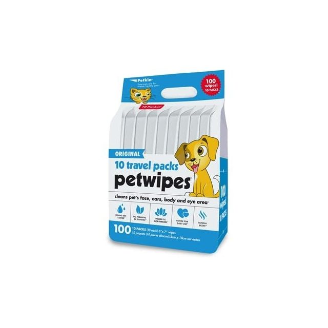Petkin Travel Pack Pet Wipes, 100 Wipes - 15 x 18 cm