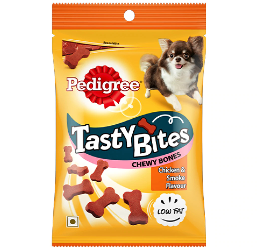 Pedigree Tasty Bites Chicken & Smoke Flavour Chewy Bones Dog Meaty Treat - 50 gm - not to be enabled